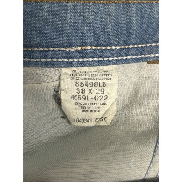 VTG Wrangler Light Wash Distressed Blue Denim Wide Leg Men’s Jeans (36 X 29) - Picture 3 of 16